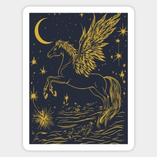 Winged Pegasus Under the Moon – Celestial Flight of Dreams Magnet